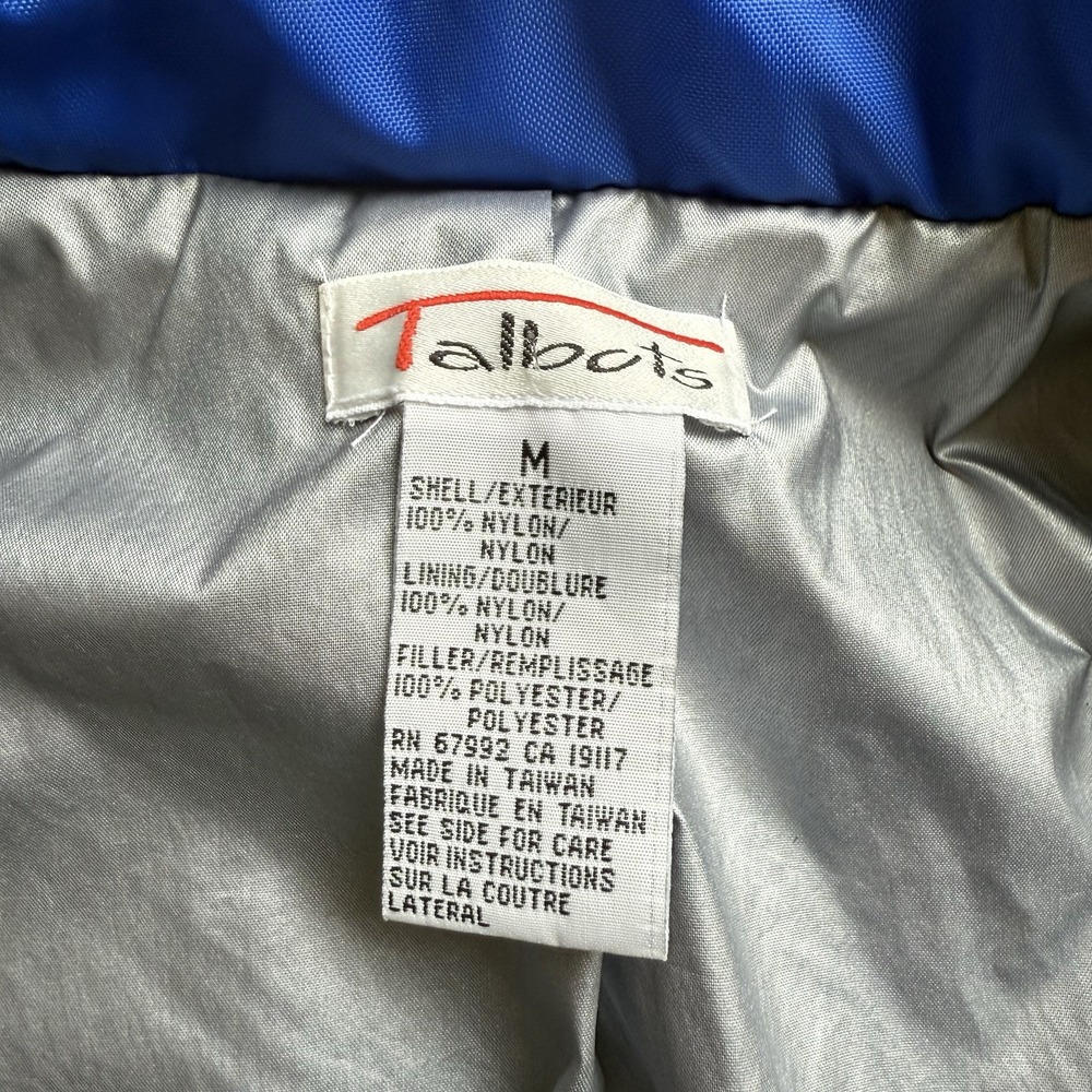 TALBOTS Outerwear Quilted Vest Full Zip Blue Shallow Pockets Size Medium‎ - Picture 4 of 8